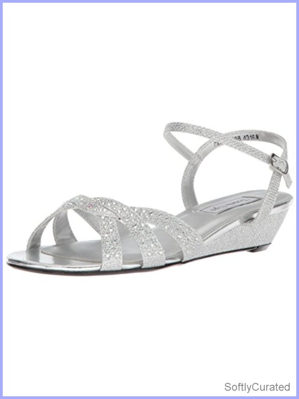 Faux Leather Jeweled Slingback Wedge Sandal Comfortable Open Toe
